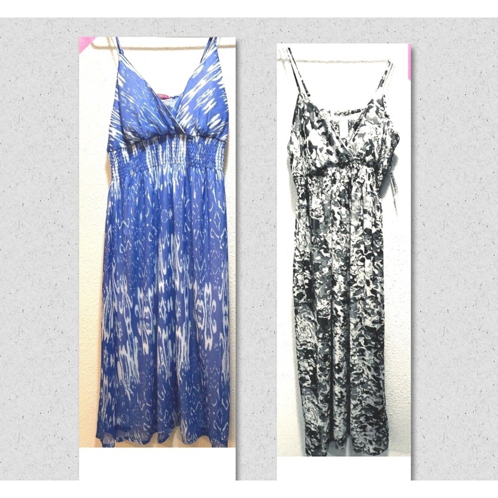 She's Cool NEW - Lot Of 2 Maxi Dresses  Size XL And 1X - Blue/White & Black/Gray